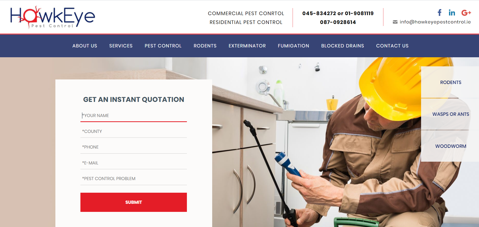 Hawkeye Pest Control - Web Design Kildare, Naas