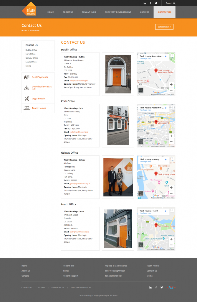 Tuath Housing – Contact Us Page