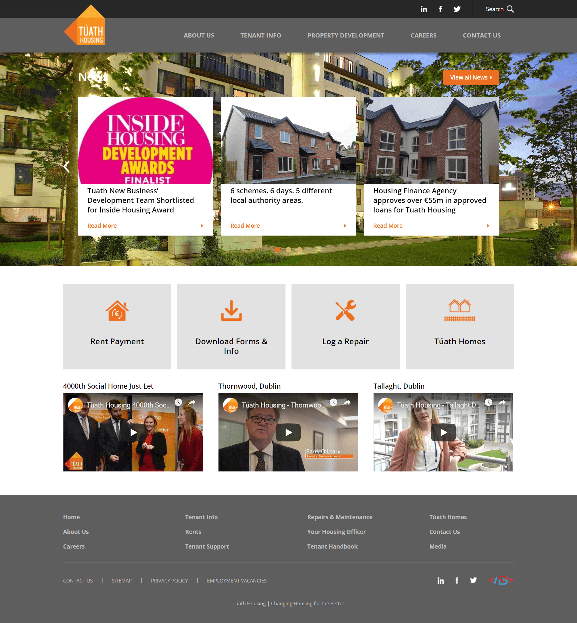 Tuath Housing New Homepage