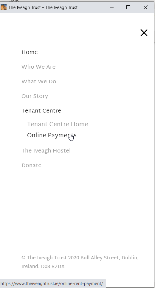 www.theiveaghtrust.ie - Mobile Interface - Links Analyses - Payment Link