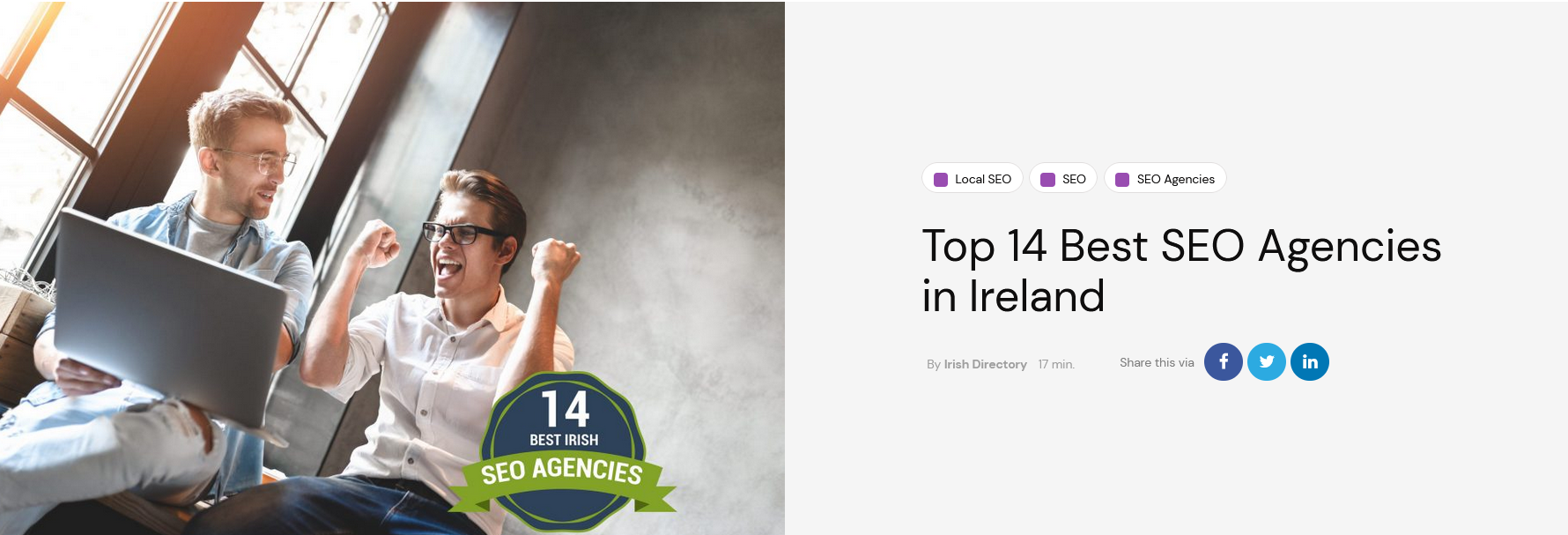 Great News!! Digital Sales have been awarded as a Top SEO Agency in Ireland…well done to the SEO Team.